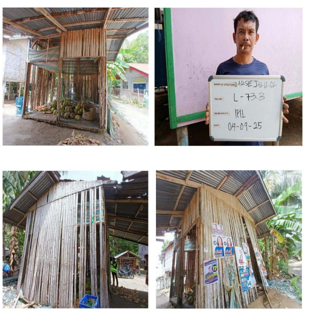 Affected structure documentation collage with respondent marker